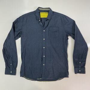 Descendant Of Thieves Dres Ladro Men’s Button Up Shirt Blue Geometric Medium 247